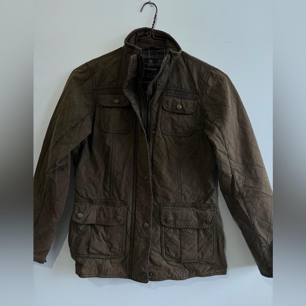 Barbour Olive Quilted Field Jacket size 6